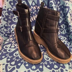 Trendy Black Ankle Booties with Buckle Detail